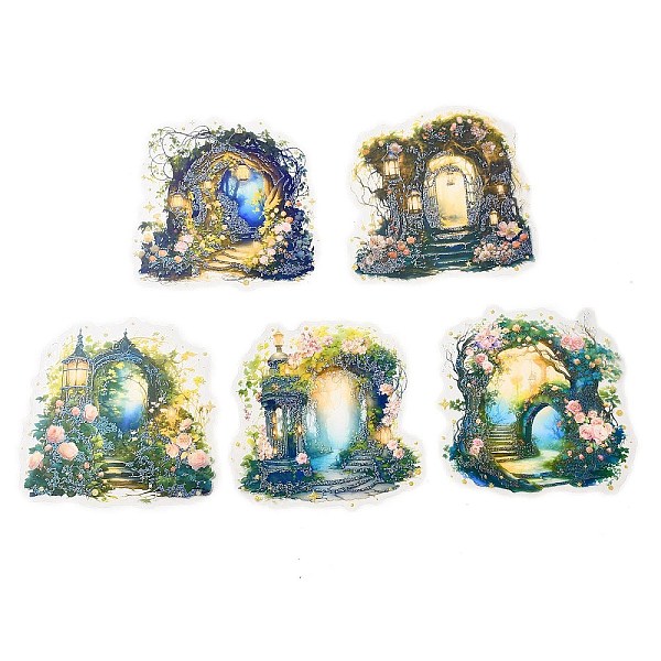 

PandaHall 10Pcs 5 Styles Forest Theme PET Waterproof Stickers Sets, Adhesive Decals for DIY Scrapbooking, Photo Album Decoration, cave...