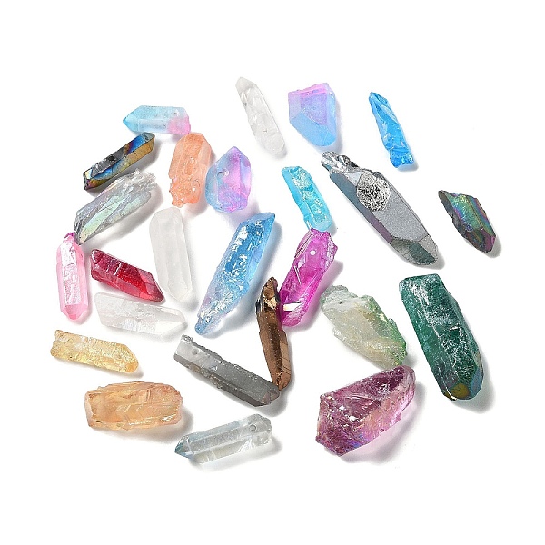 

PandaHall Electroplated Natural Quartz Pendants, Faceted, Nuggets Charms, Mixed Color, 17.5~41x5~16x5.5~14mm, Hole: 0.9~1.6mm, about..., Multicolor