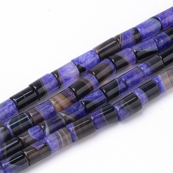 

PandaHall Dyed Natural Brazilian Agate and Crystal Beads Strands, Column, Medium Slate Blue, 10~15x8mm, Hole: 1.5mm, about 33pcs/strand..., Purple