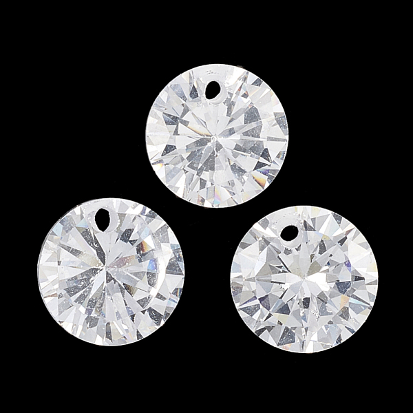 

PandaHall Cubic Zirconia Charms, Faceted, Flat Round, Clear, 4x2mm, Hole: 0.7mm Cubic Zirconia Flat Round Clear