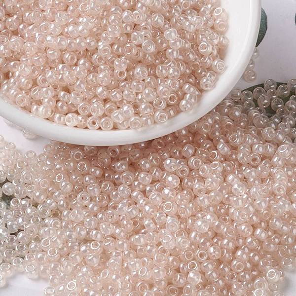 

PandaHall MIYUKI Round Rocailles Beads, Japanese Seed Beads, 8/0, (RR3505) Transparent Pale Peach Luster, 3mm, Hole: 1mm, about..., Orange