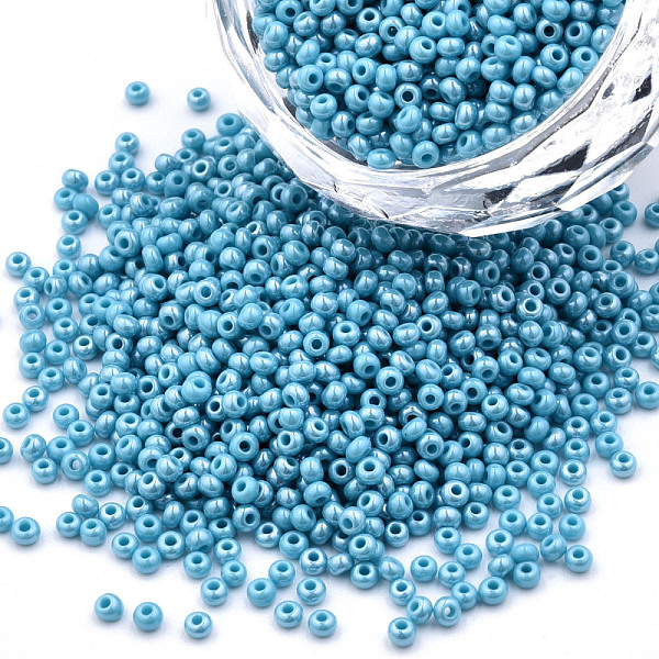 

PandaHall 11/0 Czech Opaque Glass Seed Beads, Lustered, Round, Sky Blue, 2.2x1.5mm, Hole: 0.7mm, about 500g/bag Glass