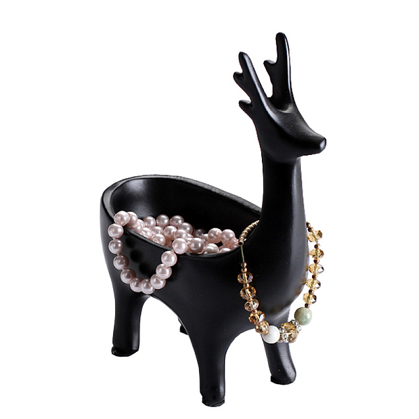 

PandaHall Nordic Deer Resin Storage Organizer Ornaments, Nordic Deer Tray for Key, Jewelry, Glasses, Home Decoration, Black, 9x18x21cm Resin...