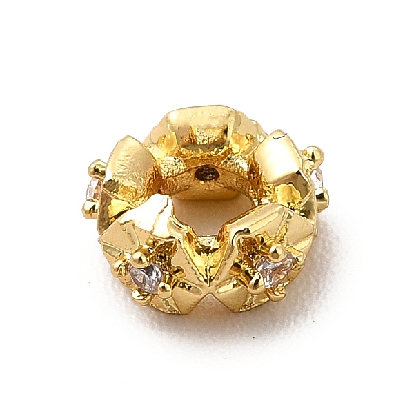 

PandaHall Rack Plating Brass Cubic Zirconia Spacer Beads, Cadmium Free & Lead Free, Long-Lasting Plated, Column with Snowflake, Real 18K..., Clear