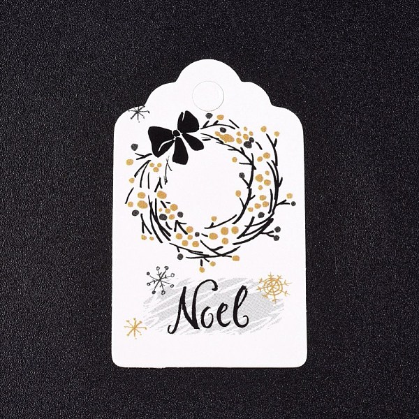 

PandaHall Paper Gift Tags, Hange Tags, For Arts and Crafts, For Christmas, with Christmas Wreath Pattern, White, 50x30x0.3mm, Hole: 5mm...