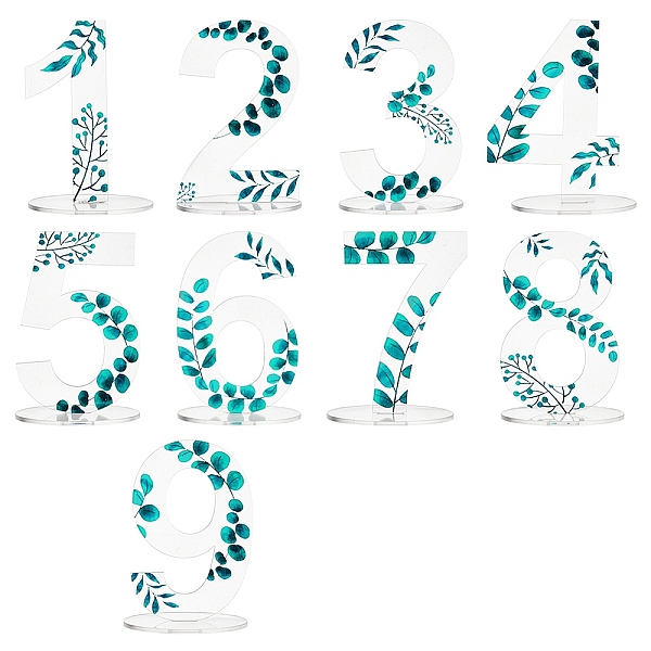 

PandaHall PH 9 Sets Acrylic Clear Table Number Calligraphy Number for Wedding Table 0-9 Table Numbers Stands with Holder Base for...