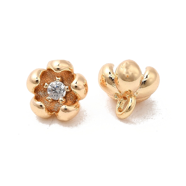 

PandaHall Brass & Cubic Zirconia Pendants,Real 18K Gold Plated, Flower Charm, Clear, 6x5x5mm, Hole: 1.2mm Brass+Cubic Zirconia Flower Clear