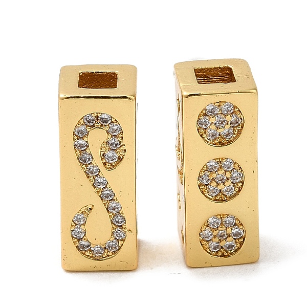 

PandaHall Rack Plating Brass Micro Pave Cubic Zirconia Beads, Long-Lasting Plated, Lead Free & Cadmium Free, Cuboid with Snake, Real 18K..., Clear