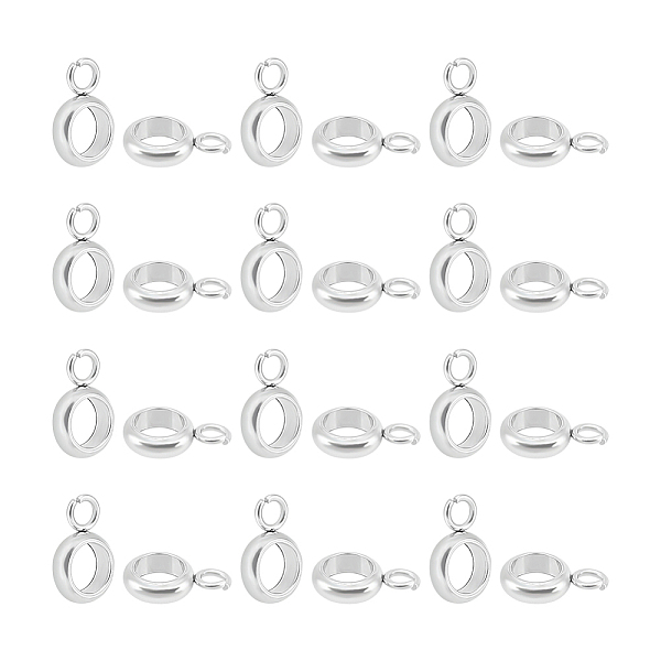 

PandaHall UNICRAFTALE 100Pcs 1.8mm Hole Stainless Steel Tube Bails Ring Bail Beads fit European Chains Loop Bails Hanger Connector Links...