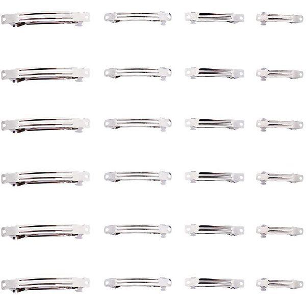 

PandaHall 120 Pack 4 Size Iron French Barrette Hair Clips for Craft Bows, Platinum Iron