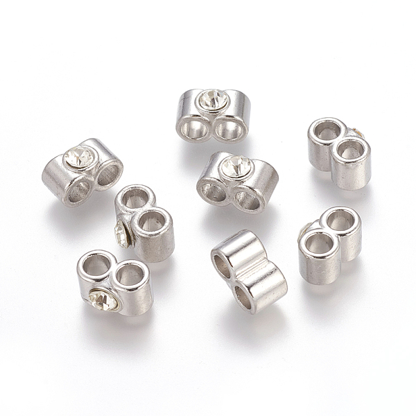 

PandaHall Platinum Double Column Alloy Rhinestones Multi-strand Links, 7.5x13.5x10mm, Hole: 4mm Alloy+Rhinestone Column