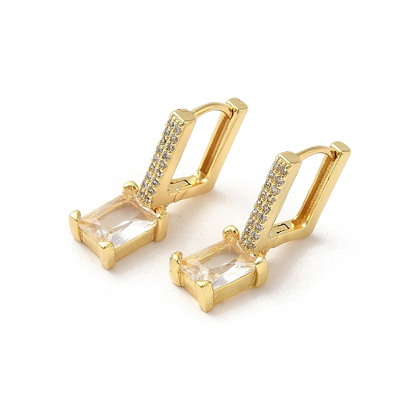 

PandaHall Rectangle Real 18K Gold Plated Brass Dangle Hoop Earrings, with Cubic Zirconia and Glass, Clear, 25x7mm Cubic Zirconia Rectangle...