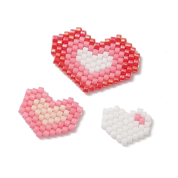 

PandaHall 3Pcs 3 Style Handmade MIYUKI Japanese Seed Beads, Loom Pattern, Heart, Mixed Color, 10~18x12~23x2mm, 1Pc/style Glass Heart..., Multicolor