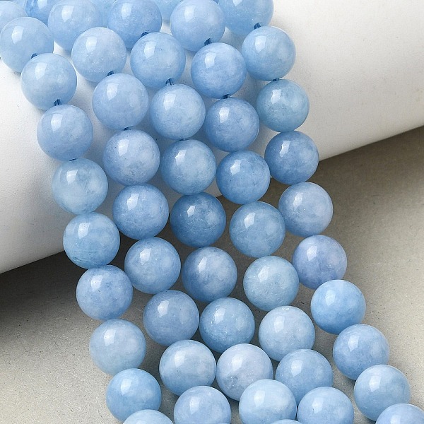 Naturels teints en blanc perles de jade brins