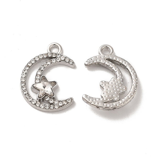 

PandaHall Rack Plating Alloy Crystal Rhinestone Pandants, with Clear Glass, Nickel Free, Moon with Star Charms, Platinum, 20.5x16.5x3.5mm...