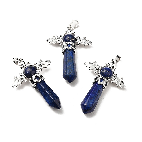 

PandaHall Natural Lapis Lazuli Dyed Pendants, Angel Charms, with Rack Plating Platinum Tone Brass Findings, Cadmium Free & Lead Free...