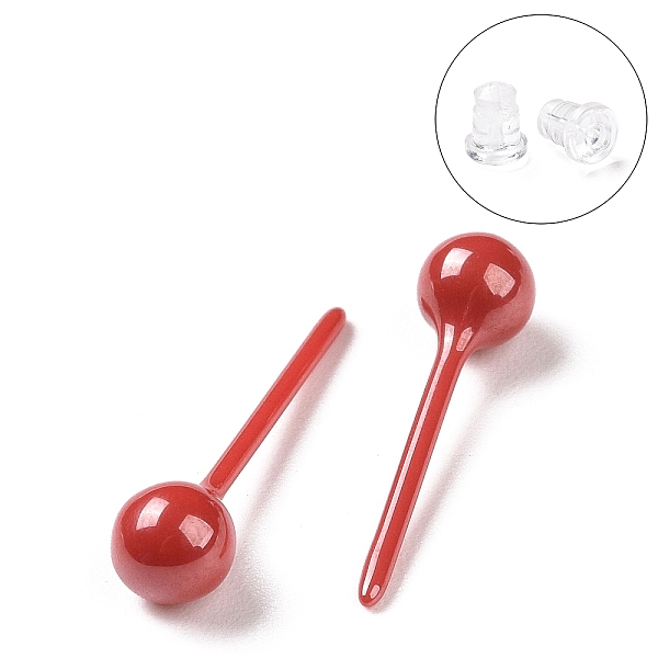 

PandaHall Hypoallergenic Bioceramics Zirconia Ceramic Stud Earrings, Round Ball, No Fading and Nickel Free, FireBrick, 15x3.8mm Zirconia..., Red