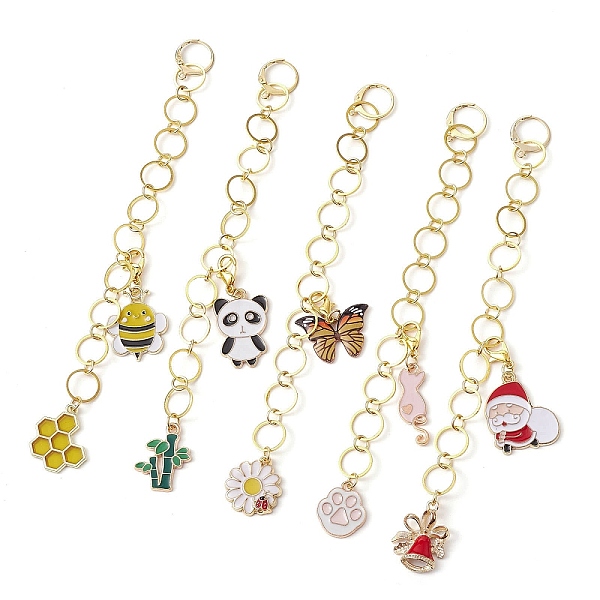 

PandaHall 304 Stainless Steel Knitting Row Counter Chains, with Alloy Enamel Pendant, Cat/Panda/Butterfly, Mixed Shapes, 14.3~15.1cm...