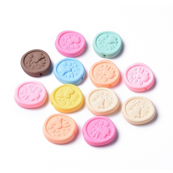 

PandaHall Opaque Acrylic Beads, Rubberized Style, Ellipse, Mixed Color, 25x24x7mm, Hole: 2.1mm Acrylic Multicolor