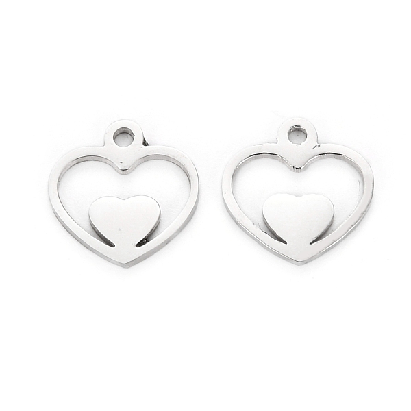 

PandaHall 304 Stainless Steel Charms, Laser Cut, Heart, Stainless Steel Color, 9.5x9.5x1mm, Hole: 1.2mm 304 Stainless Steel Heart