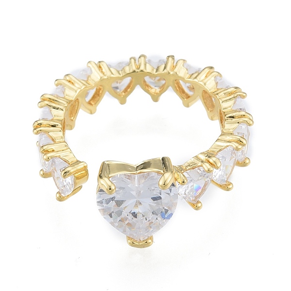 

PandaHall Clear Cubic Zirconia Heart Wrap Open Cuff Rings, Brass Jewelry for Women, Real 18K Gold Plated, US Size 5 3/4(16.3mm) Brass+Cubic...