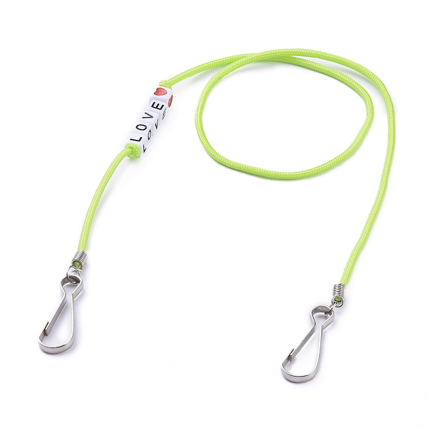 

PandaHall Polyester & Spandex Cord Ropes Eyeglasses Chains, Neck Strap for Eyeglasses, with Cube Acrylic Beads, Iron Coil Cord Ends and..., Green