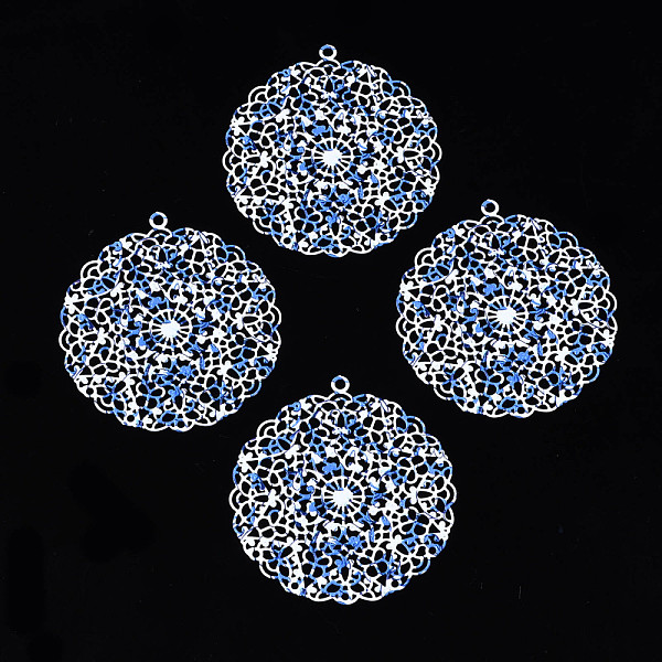 

PandaHall 430 Stainless Steel Pendants, Spray Painted, Etched Metal Embellishments, Flat Round with Flower Pattern, White, 42.5x39.5x0.4mm...