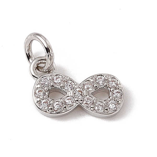

PandaHall Brass Micro Pave Cubic Zirconia Charms, with Jump Rings, Infinity Charm, Platinum, 7x10x1.5mm, Hole: 2.7mm Brass+Cubic Zirconia..., Clear