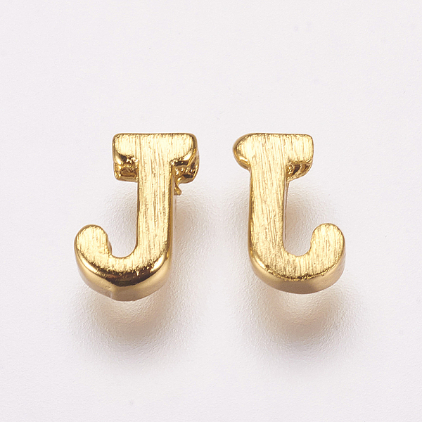 

PandaHall Brass Charms, Real 18K Gold Plated, Letter.J, 6x3x2mm, Hole: 1mm Brass Letter J