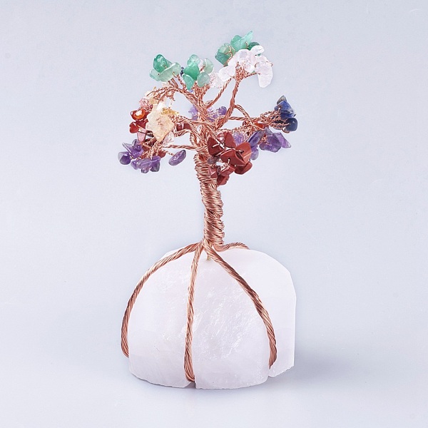 

PandaHall 7 Chakra Natural Mixed Gemstone Tree of Life, Natural Quartz Crystal Stone, Base with Brass Wire, for Attract Good Luck, Feng Shui...