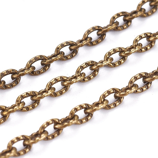 

PandaHall Iron Textured Cable Chains, Unwelded, with Spool, Antique Bronze, 3x2x0.5mm, about 328.08 Feet(100m)/roll Iron