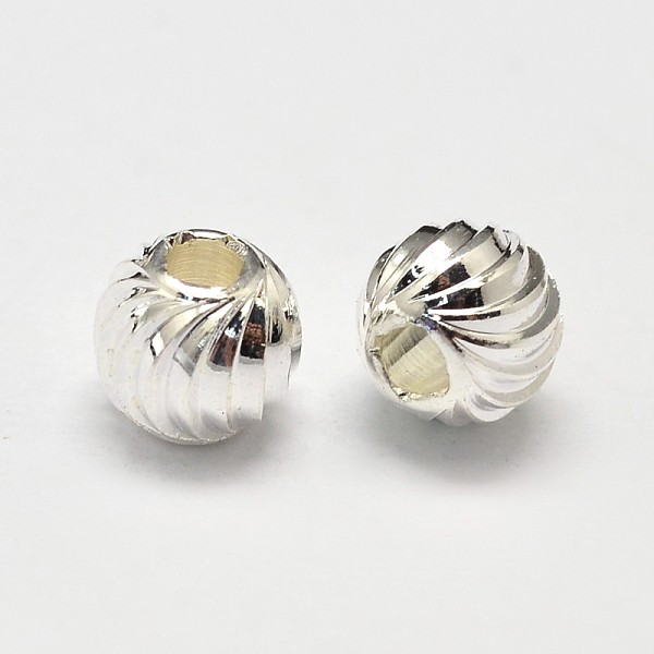 

PandaHall Rack Plating and Vacuum Plating Brass Corrugated Round Spacer Beads, Silver Color Plated, 6mm, Hole: 2mm Brass Round