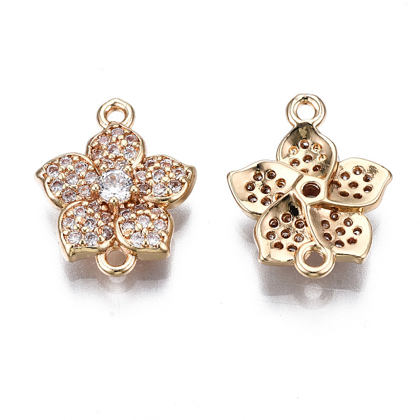 Brass Micro Pave Clear Cubic Zirconia Links Connectors