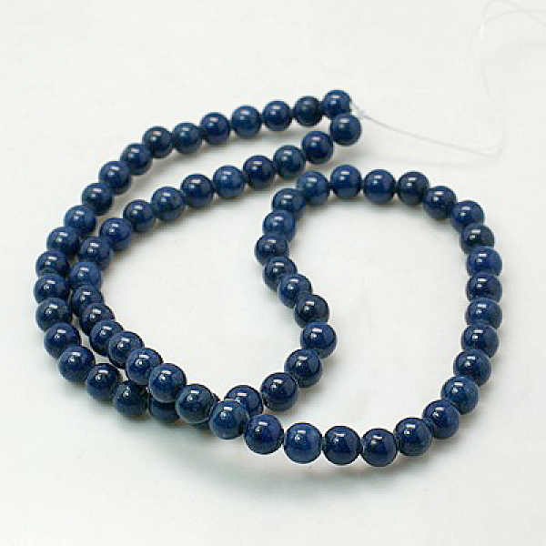 

PandaHall Natural Mashan Jade Round Beads Strands, Dyed, Midnight Blue, 12mm, Hole: 1mm, about 34pcs/strand, 15.7 inch Mashan Jade Round