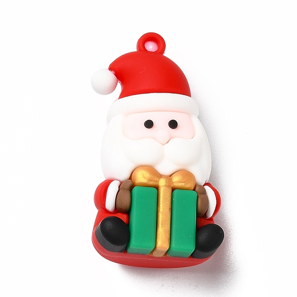 

PandaHall Christmas PVC Plastic Pendants, Father Christmas with Gift, Red, 48x25.5x19mm, Hole: 3mm PVC Human Red