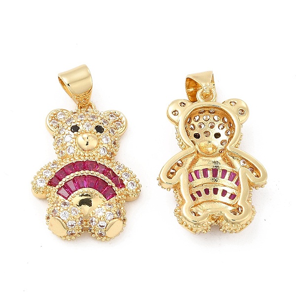 

PandaHall Brass Micro Pave Cubic Zirconia Pendants, Bear Charm, Golden, Medium Violet Red, 21x15x5mm, Hole: 4x3mm Brass+Cubic Zirconia Bear