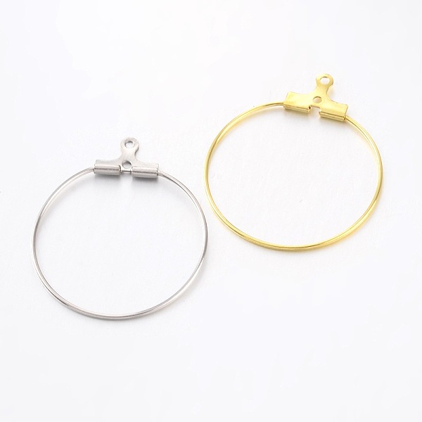

PandaHall Rack Plating Brass Ring Pendants, Hoop Earring Findings, Mixed Color, 21 Gauge, 30x25mm, Hole: 1mm, Pin: 0.7mm(21 Gauge) Brass