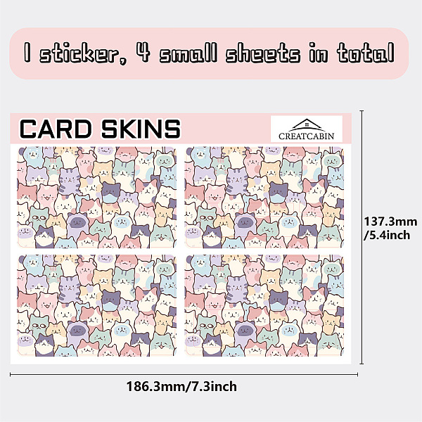 

PandaHall CREATCABIN Card Sticker Cartoon Cats Self Adhesive Credit Card Skin Protecting Slim Waterproof Debit Card Sticker Bank Card...