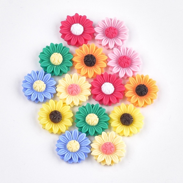 

PandaHall Resin Cabochons, Sunflower, Mixed Color, 15x5mm Resin Flower Multicolor