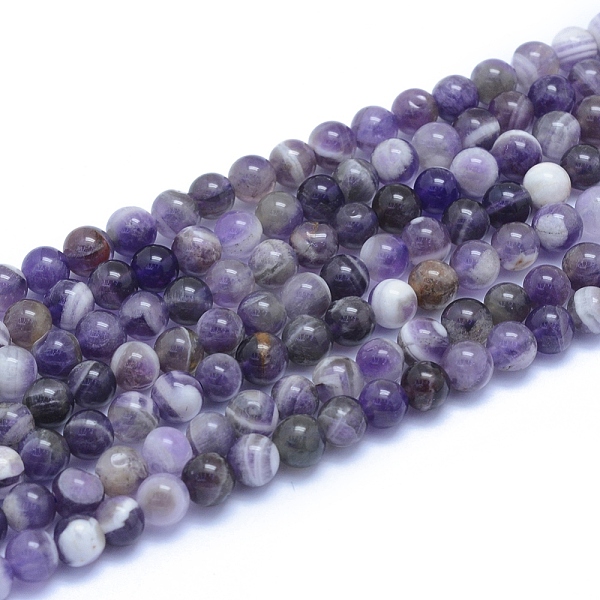 

PandaHall Natural Amethyst Beads Strands, Round, 6~6.5mm, Hole: 0.8mm, about 66pcs/strand, 15.35 inch(39cm) Amethyst Round