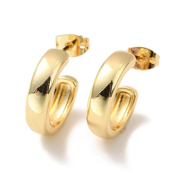

PandaHall Rack Plating Brass C-shape Stud Earrings, Half Hoop Earrings for Women, Cadmium Free & Lead Free, Real 18K Gold Plated, 17x4.5mm...