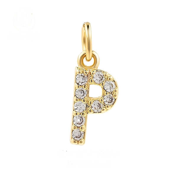 

PandaHall Brass Cubic Zirconia Pendants with Jump Rings, Real 18K Gold Plated, Letter P, 15x7.8x2.2mm, Hole: 2.8mm Brass+Cubic Zirconia..., Clear