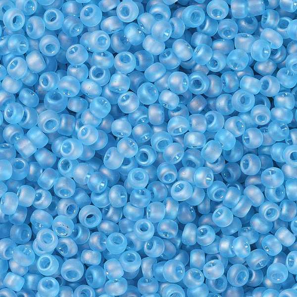 

PandaHall TOHO Round Seed Beads, Japanese Seed Beads, (163F) Matte Transparent AB Aqua, 8/0, 3mm, Hole: 1mm, about 1110pcs/50g Glass Cyan