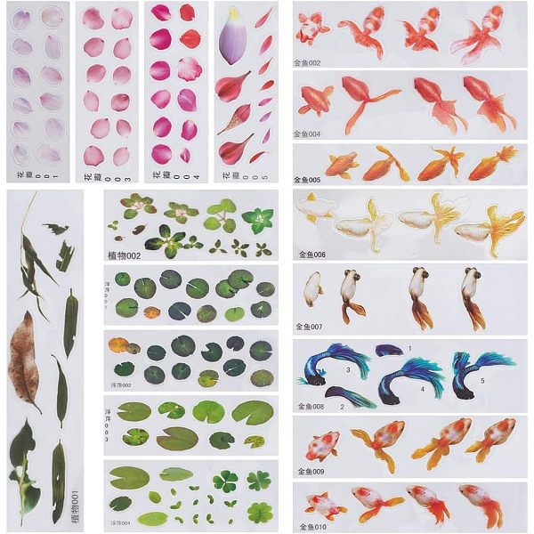 

PandaHall OLYCRAFT 18 Sheets 3D Goldfish Film Stickers Koi Pond Painting Stickers Goldfish Resin Stickers Filling Material for Resin Craft..., Multicolor