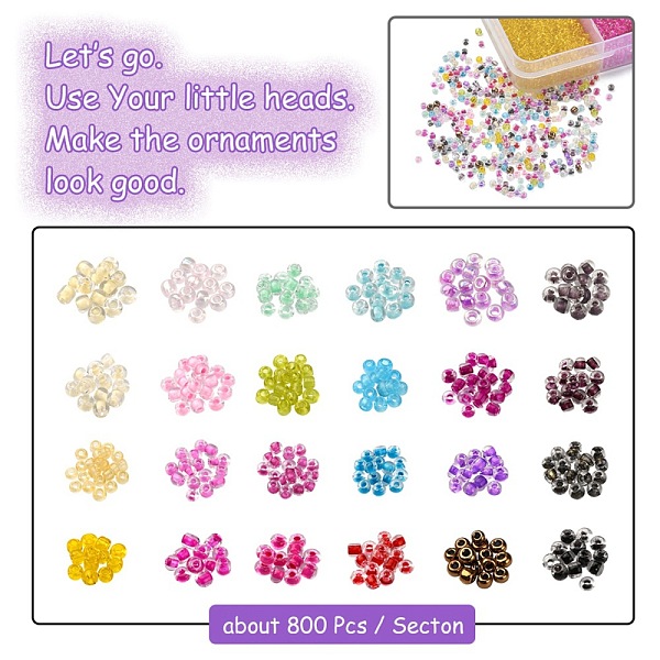 19200pcs 24 Couleurs 12/0 Perles De Rocaille En Verre