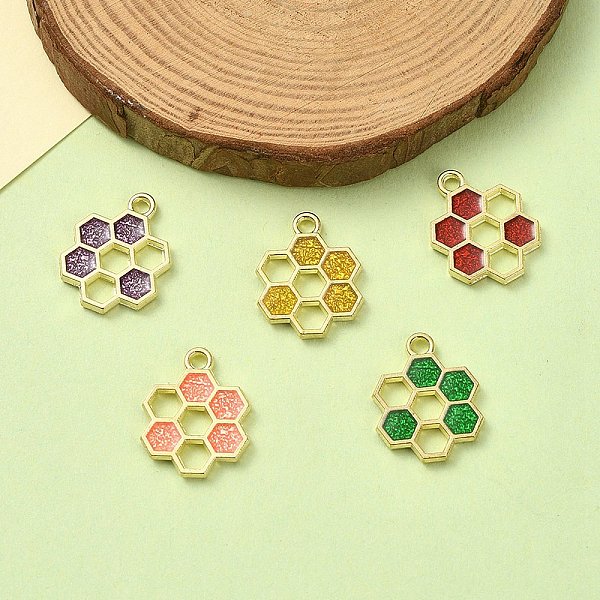 

PandaHall 10Pcs 5 Colors Alloy Enamel Pendants, Golden, Honeycomb Charm, Mixed Color, 19x15x1.5mm, Hole: 2mm, 2pcs/color Alloy+Enamel Others..., Multicolor
