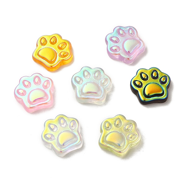 

PandaHall Transparent Resin Cabochons, AB Color Plated, Cat Paw Shape, Mixed Color, 18x19x6mm Resin Paw Print Multicolor