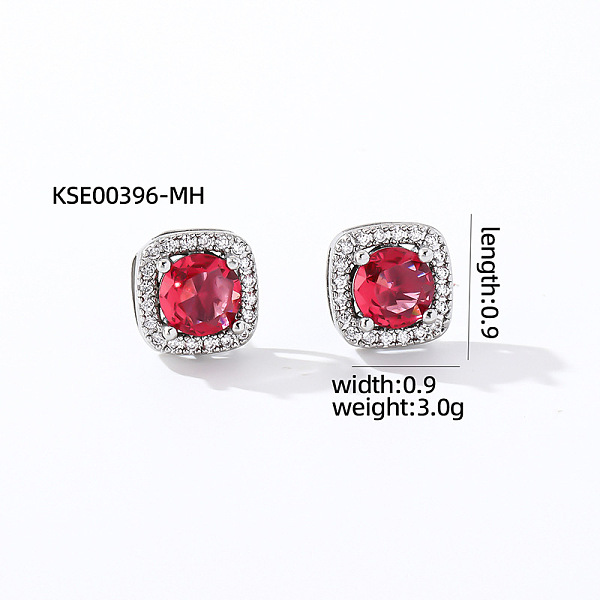 Boucles d'oreilles carrées élégantes en zircon pour femmes