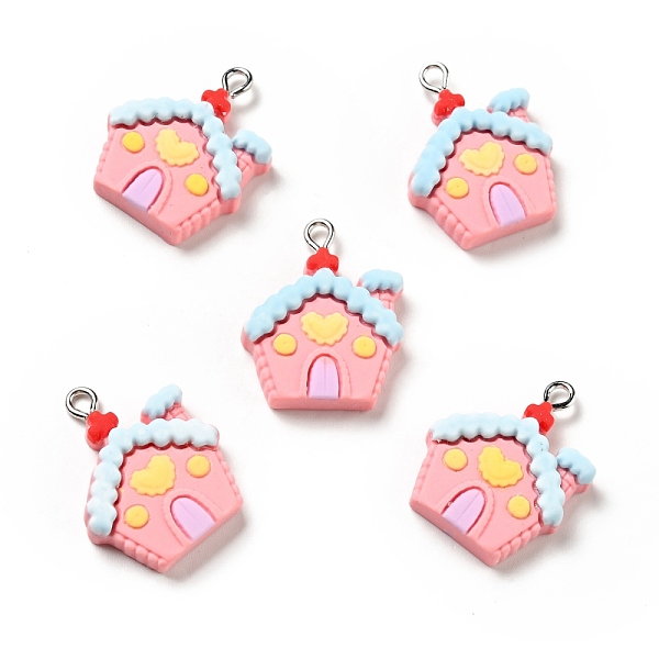 

PandaHall Christmas Opaque Resin Pendants, with Platinum Tone Iron Loops, House Charm, Pink, 26x20x6mm, Hole: 2x2.6mm Iron+Resin Building...