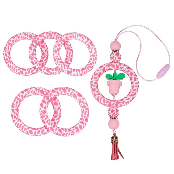 

PandaHall 5Pcs Ring Food Grade Eco-Friendly Silicone Beads, Chewing Beads For Teethers, DIY Nursing Necklaces Making, Colorful, 65x9.5mm..., Multicolor